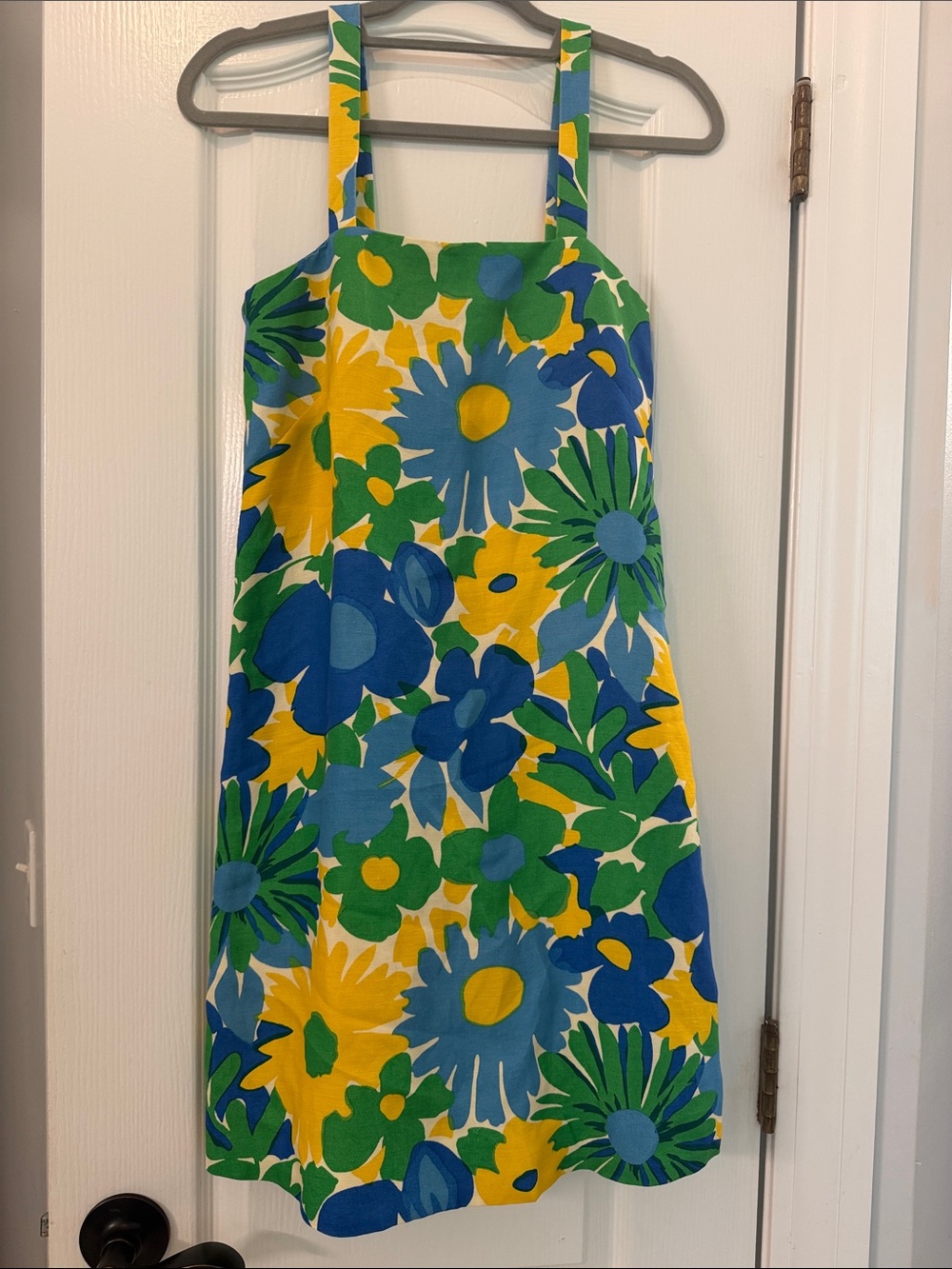 J Crew Bold Floral Sundress in Blue, Green & Yellow